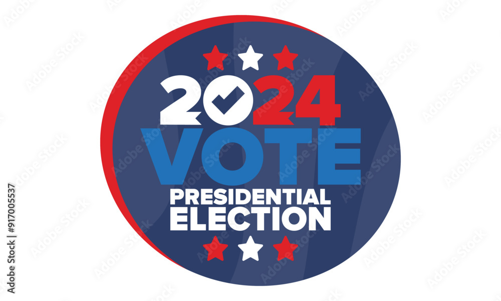 Presidential Election 2024 in United States. Vote day, November 5. US Election. Patriotic american element. Poster, card, banner and background. Vector illustration Presidential Election 2024 in United States. Vote day, November 5. US Election. Patriotic american element. Poster, card, banner and background. Vector illustration