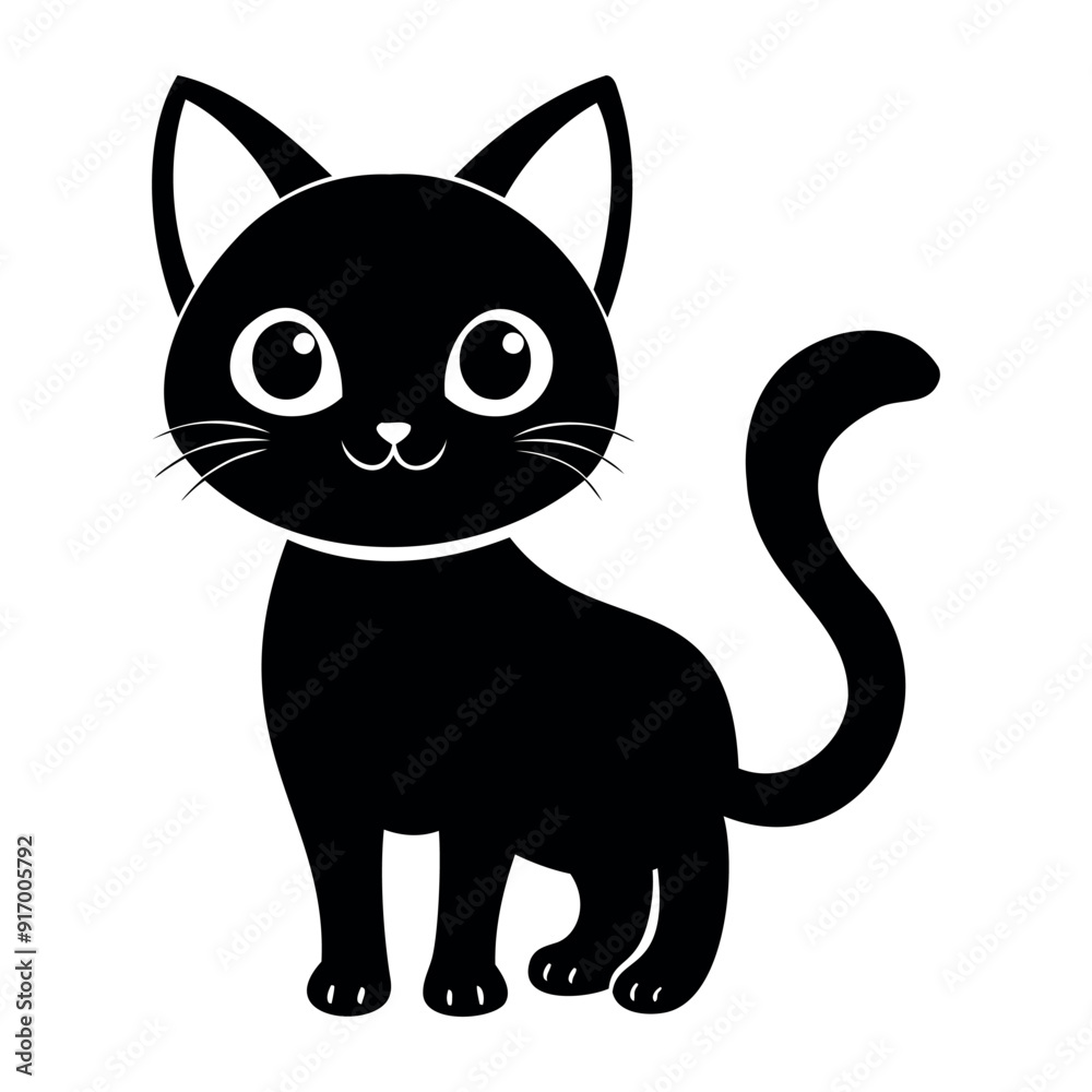 Cute Cat silhouette Vector Illustration isolated on a white background Cute Cat silhouette Vector Illustration isolated on a white background