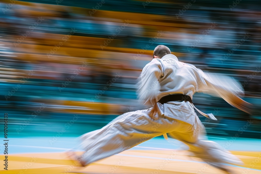 Dynamic Action Shot of Italian Judoka in Competition Dynamic Action Shot of Italian Judoka in Competition