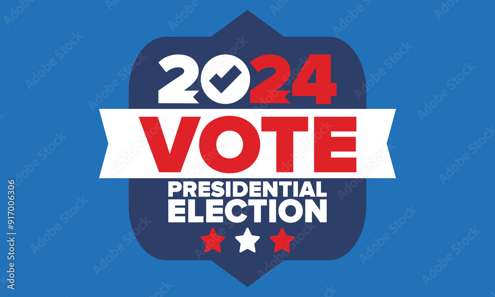 Fototapeta premium Presidential Election 2024 in United States. Vote day, November 5. US Election. Patriotic american element. Poster, card, banner and background. Vector illustration
