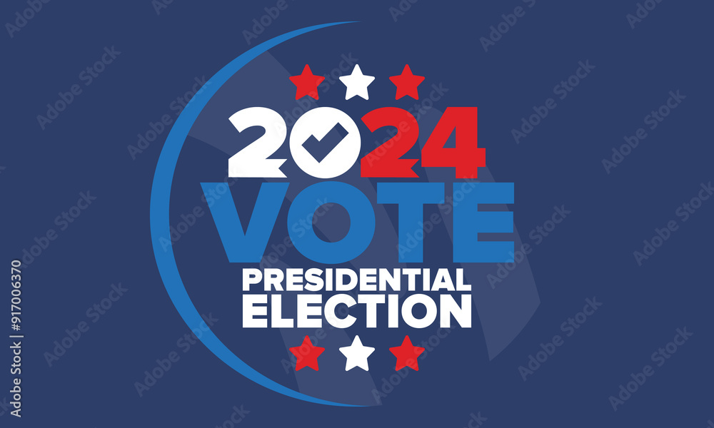 Fototapeta premium Presidential Election 2024 in United States. Vote day, November 5. US Election. Patriotic american element. Poster, card, banner and background. Vector illustration