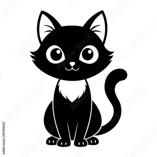 Cute Cat silhouette Vector Illustration isolated on a white background