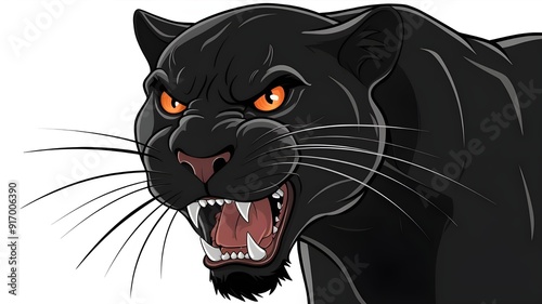 Adorable white background head of a panther vector mascot logo design illustration