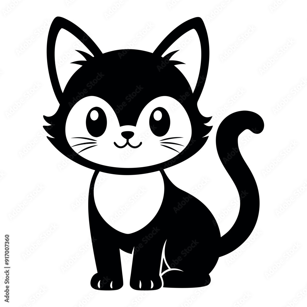 Cute Cat silhouette Vector Illustration isolated on a white background Cute Cat silhouette Vector Illustration isolated on a white background