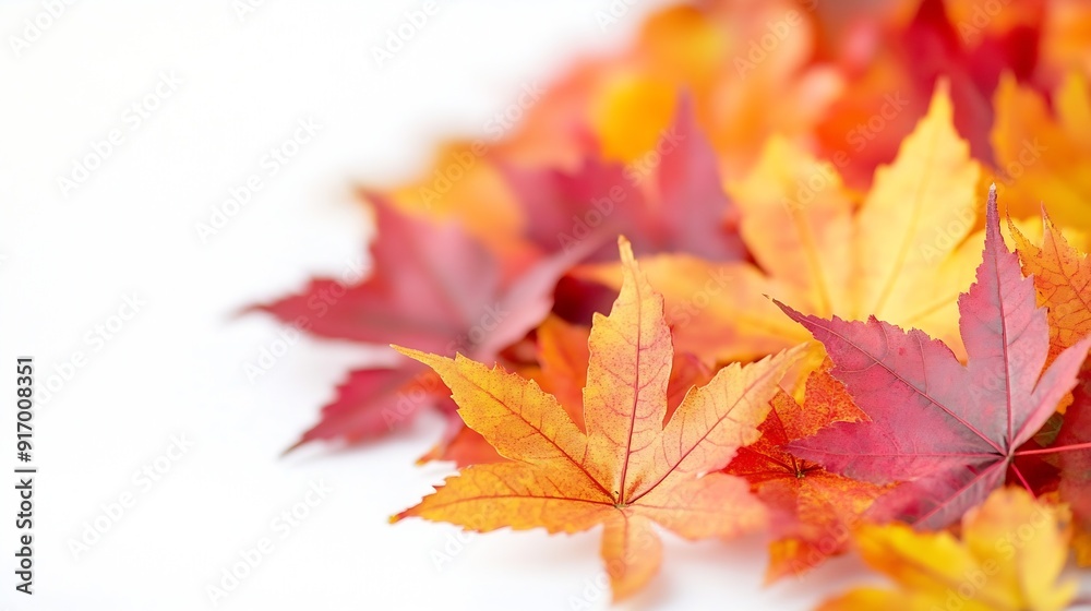 Colorful maple leaves bouquet isolated on white background : Generative AI Colorful maple leaves bouquet isolated on white background : Generative AI
