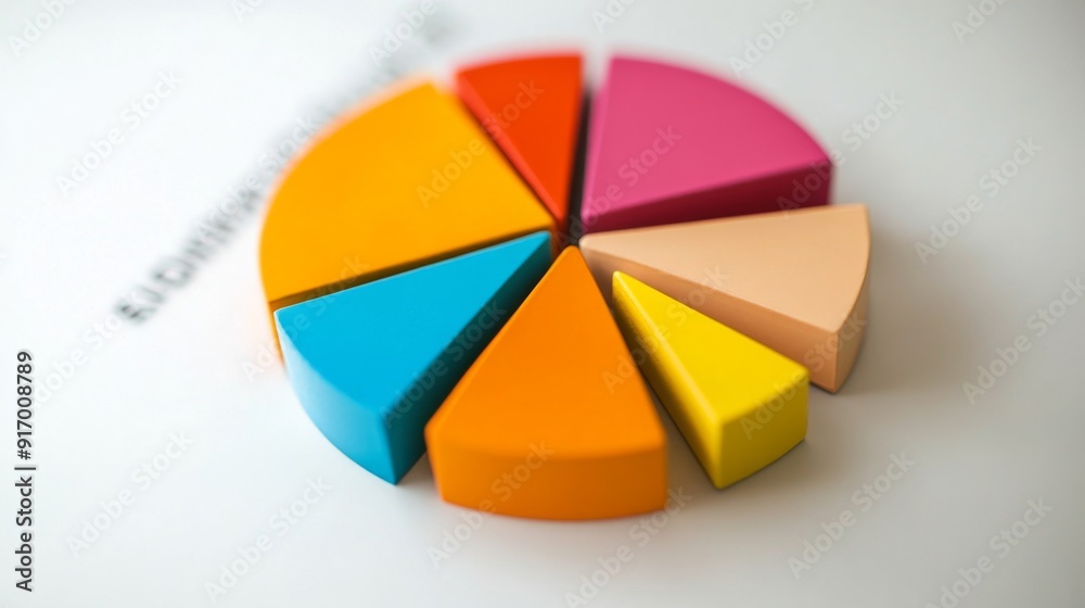 Fototapeta premium An image of a pie chart with contrasting colors and percentage labels, set against a white background to highlight data visualization.