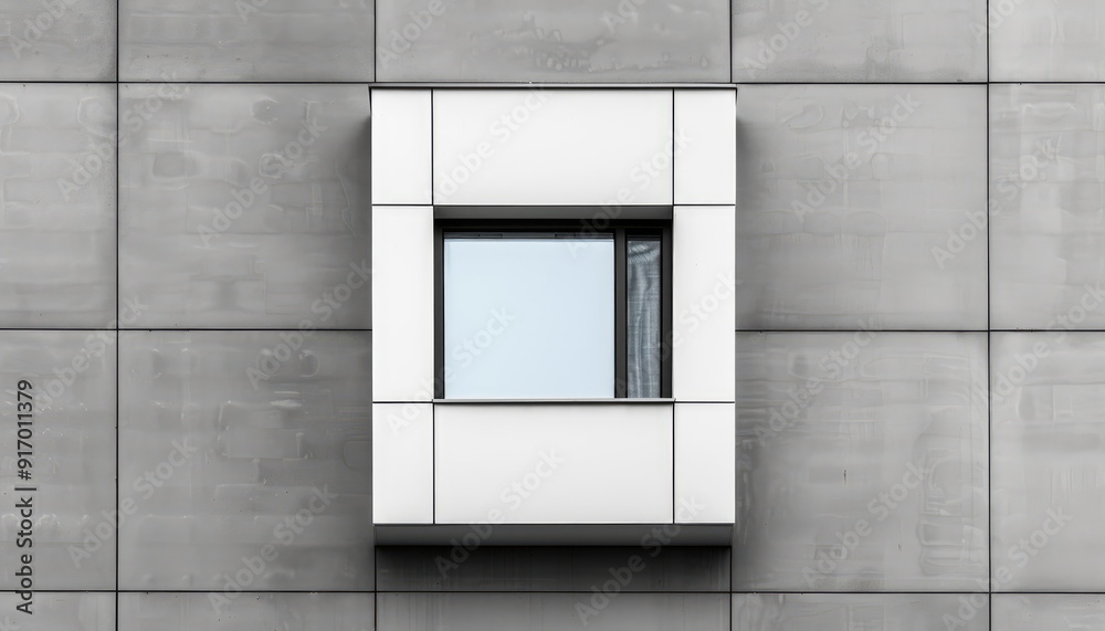 Modern Window on Grey Wall Modern Window on Grey Wall