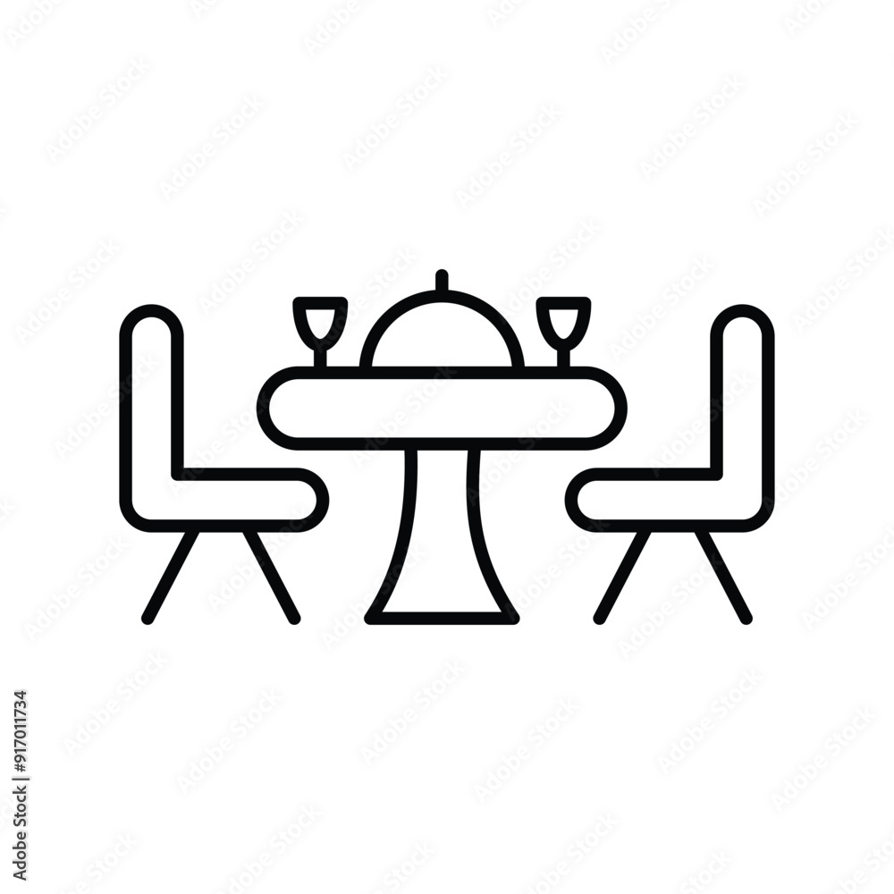 dinner table line icon with white background vector stock illustration dinner table line icon with white background vector stock illustration