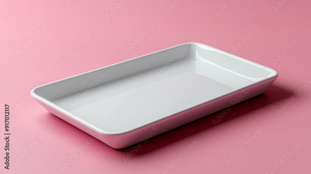 A white plate sits on a pink background A white plate sits on a pink background