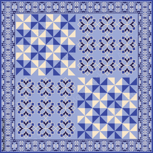 Hijab scarf flower abstract pattern.Ethnic geometric ornament with frame motif border hijab pattern.Design for fabric,print,scarves,shawl,kerchief,bandana,clothing,pareo,pillows,tablecloth,decoration.