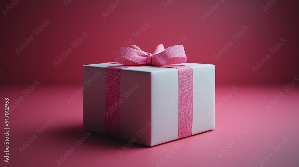 A white box with a pink ribbon on it A white box with a pink ribbon on it