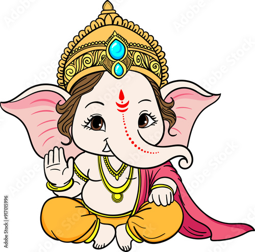 Cute Ganesh, Shri Ganesha illustration for Ganesh Chaturthi festival