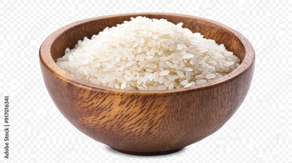 A wooden bowl filled with pristine white rice, isolated on a transparent background, showcasing a minimalist and Nordic-inspired design. A wooden bowl filled with pristine white rice, isolated on a transparent background, showcasing a minimalist and Nordic-inspired design.