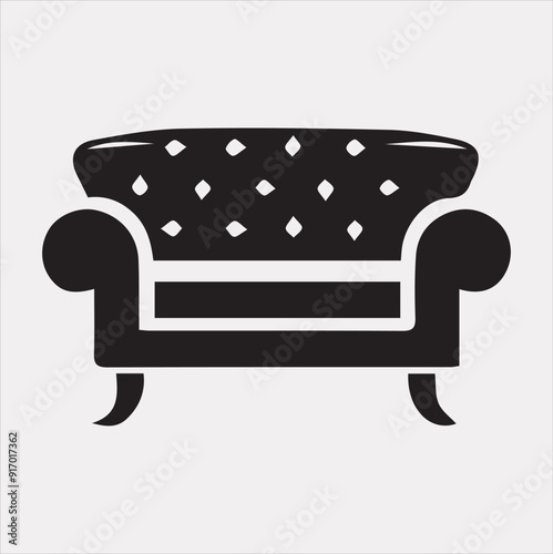 Sofa icon vector silhouette on a white background