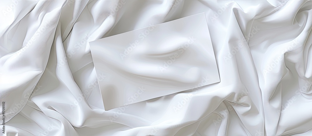Fabric background with white clothing label for laundry care copy space image Fabric background with white clothing label for laundry care copy space image