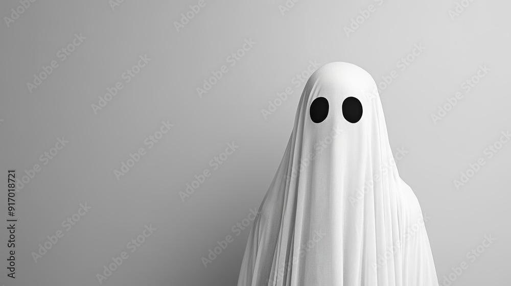 Minimalist White Ghost on White Background