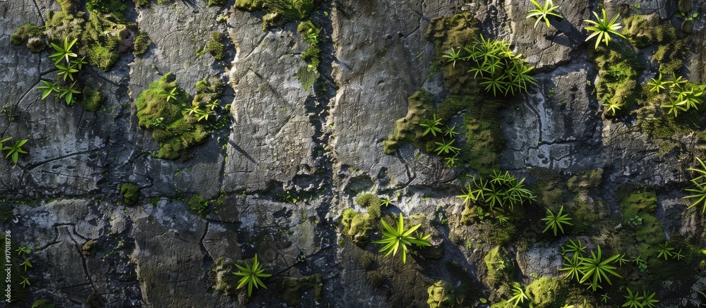 Close up photo of a moss covered cement wall with copy space image Close up photo of a moss covered cement wall with copy space image