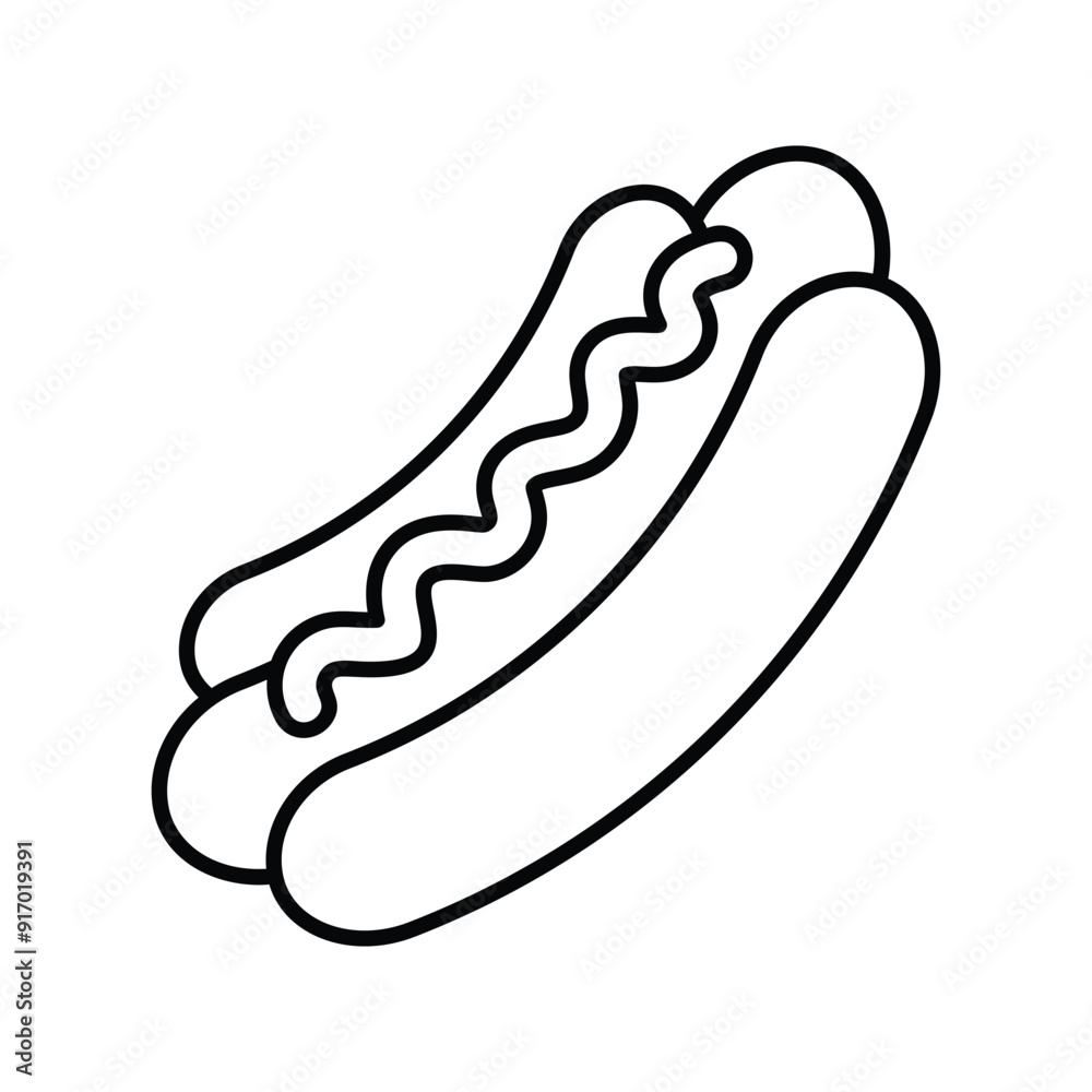 hot dog line icon with white background vector stock illustration hot dog line icon with white background vector stock illustration