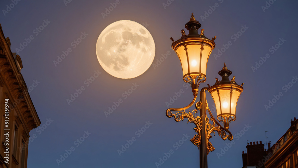 lamp under moon light , AI Generated. lamp under moon light , AI Generated.