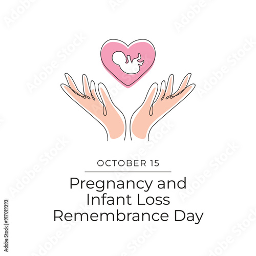 Pregnancy and Infant Loss Remembrance Day vector design template good for celebration usage. Pregnancy and Infant Loss Remembrance Day design. Continuous line drawing. eps 10.