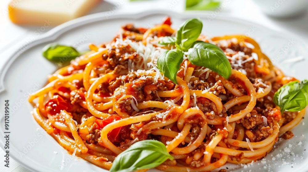 Spaghetti with Bolognese Sauce and Basil Spaghetti with Bolognese Sauce and Basil