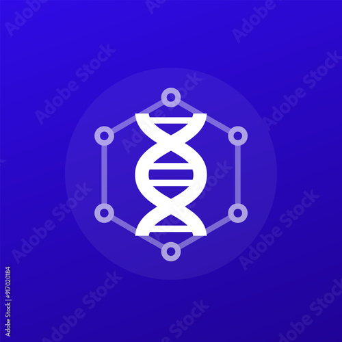 Biomaterial icon with molecule and dna, transparent design