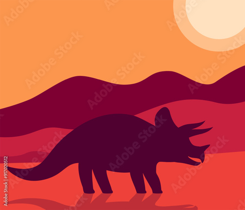 Triceratops, vector illustration with a dinosaur