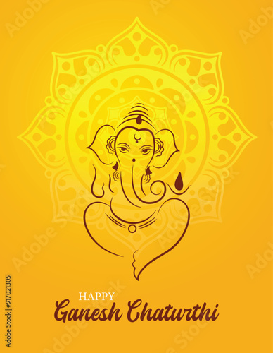 Ganesh Chaturthi Indian Hindu Festival vector poster