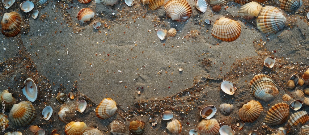 Textured broken shells or coarse sand provide an interesting copy space image Textured broken shells or coarse sand provide an interesting copy space image