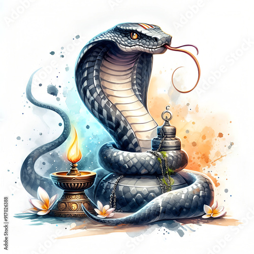 Nag Panchami background watercolor illustration photo