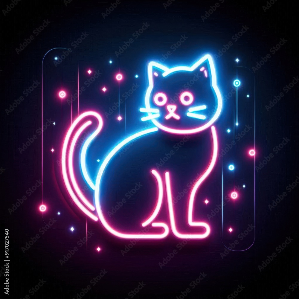 cat with neon lights effect cat with neon lights effect