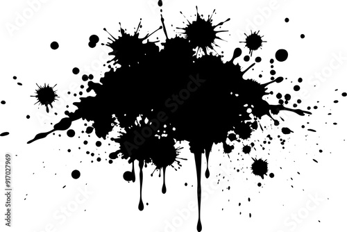 Hand drawn graffiti template with splashes and drips of paint Grunge graphic stencil elements vector illustration