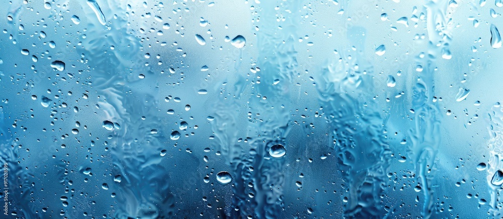 Abstract view of water and raindrops on glass with copy space image Abstract view of water and raindrops on glass with copy space image