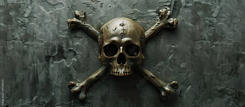 Naklejka premium Pirate symbol skull and crossbones ideal for a copy space image
