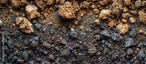 Close-up of Rough Terrain with a Brown and Black Soil photo