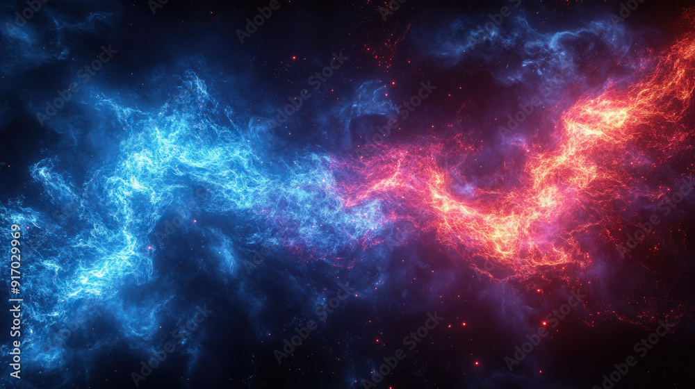 Versus background, A dynamic splash of blue and red neon energy colliding in mid-air, surrounded by a dark backdrop. The energy forms intricate, swirling patterns, creating a Versus background, A dynamic splash of blue and red neon energy colliding in mid-air, surrounded by a dark backdrop. The energy forms intricate, swirling patterns, creating a
