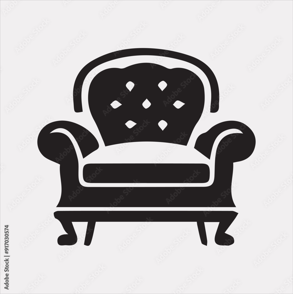 Sofa icon vector silhouette on a white background Sofa icon vector silhouette on a white background