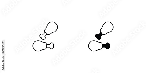 chicken leg set icon with white background vector stock illustration