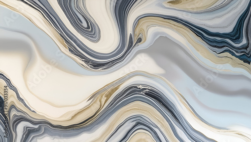 Abstract background of liquid epoxy resin in white and gray colors with golden ink.generative ai photo