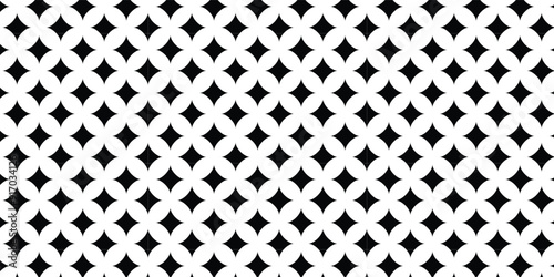 Black and white vector seamless pattern with small diamonds , star shapes ,rhombuses .Abstract black and white geometric texture .Simple minimal wide repeat background . 