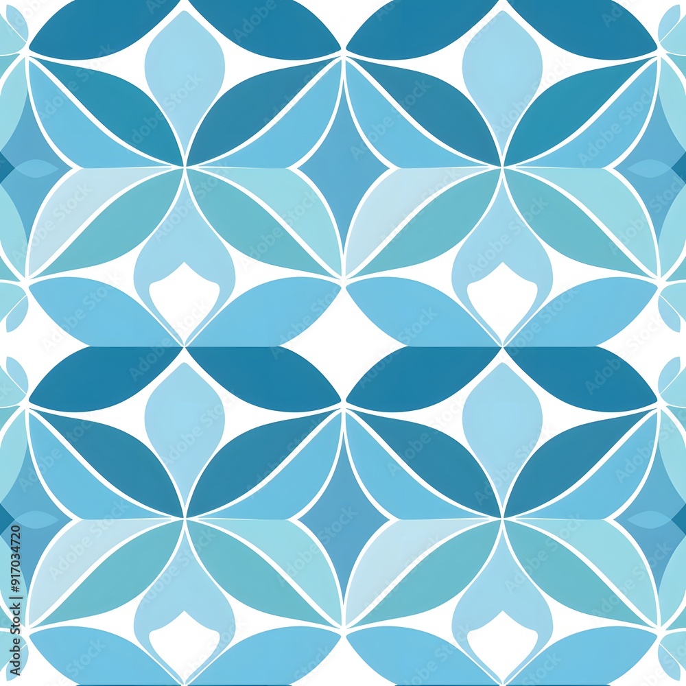 Elegant blue geometric pattern with floral motifs for stylish design. Elegant blue geometric pattern with floral motifs for stylish design.
