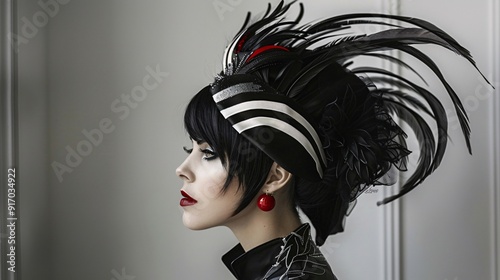 A model posing with a bold artistic hairstyle