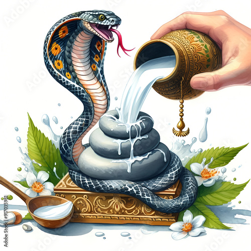 Nag Panchami background watercolor illustration photo