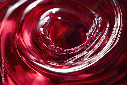 A captivating view of red wine swirling eloquently in a glass, showcasing the depth and richness of its color with a mesmerizing, elegant motion. photo