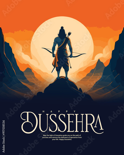 Happy Dussehra and Subh Vijayadashami with ravan dahan social media post banner template