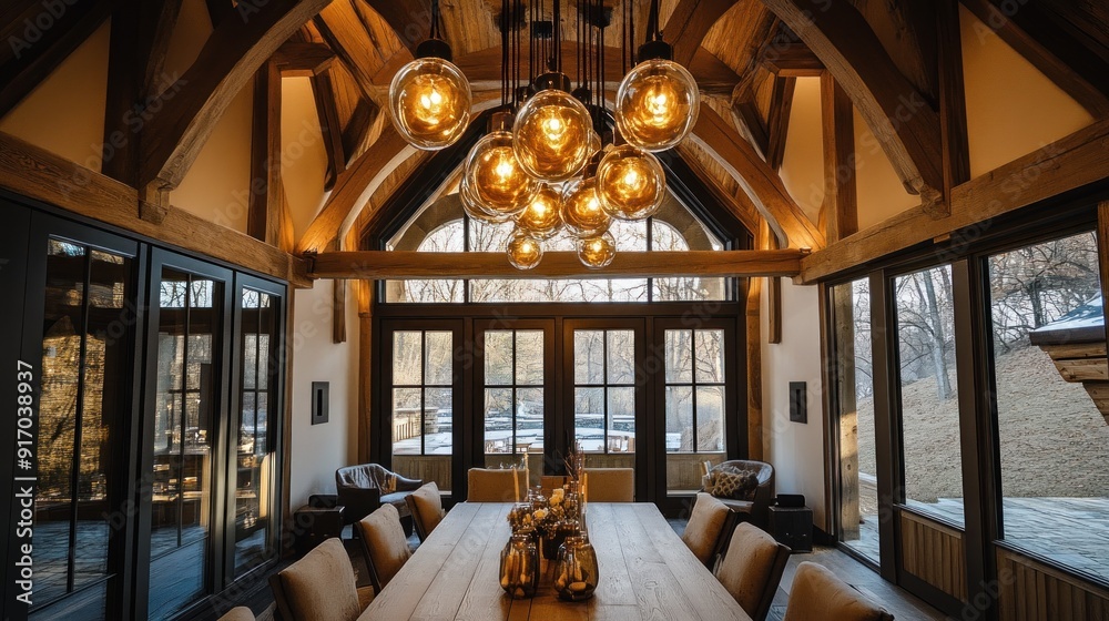 Obraz premium Rustic Dining Room with Warm Lighting