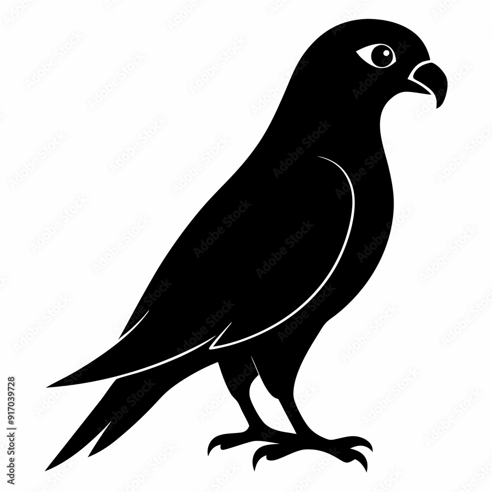 Fototapeta premium Kestrel isolated on white background, Kestrel vector illustration, bird on a branch vector art, Kestrel silhouette, bird vector icon, Kestrel on a branch line art, eps 