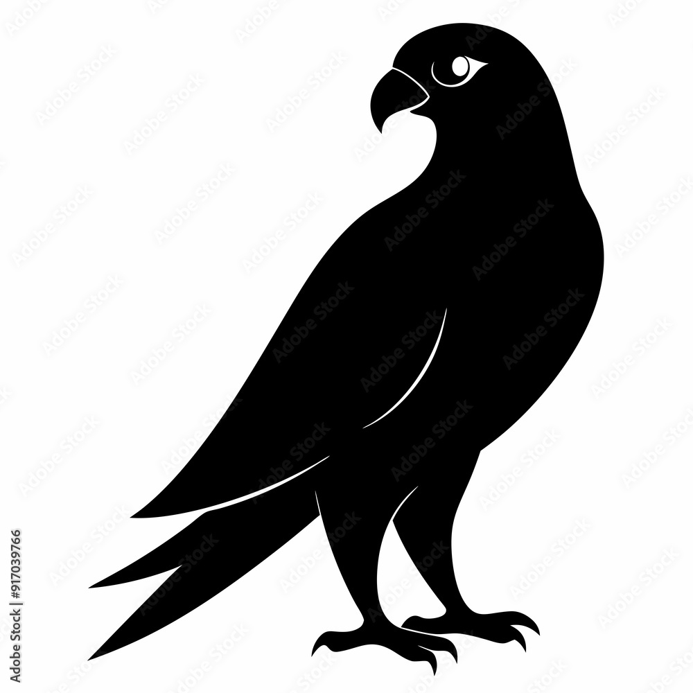 Fototapeta premium Kestrel isolated on white background, Kestrel vector illustration, bird on a branch vector art, Kestrel silhouette, bird vector icon, Kestrel on a branch line art, eps 