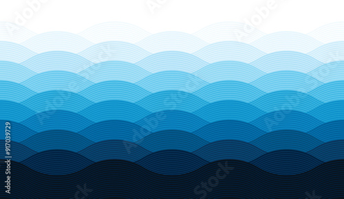 Blue waves, seamless, abstract, gradual background illustrate the sea or ocean water surface