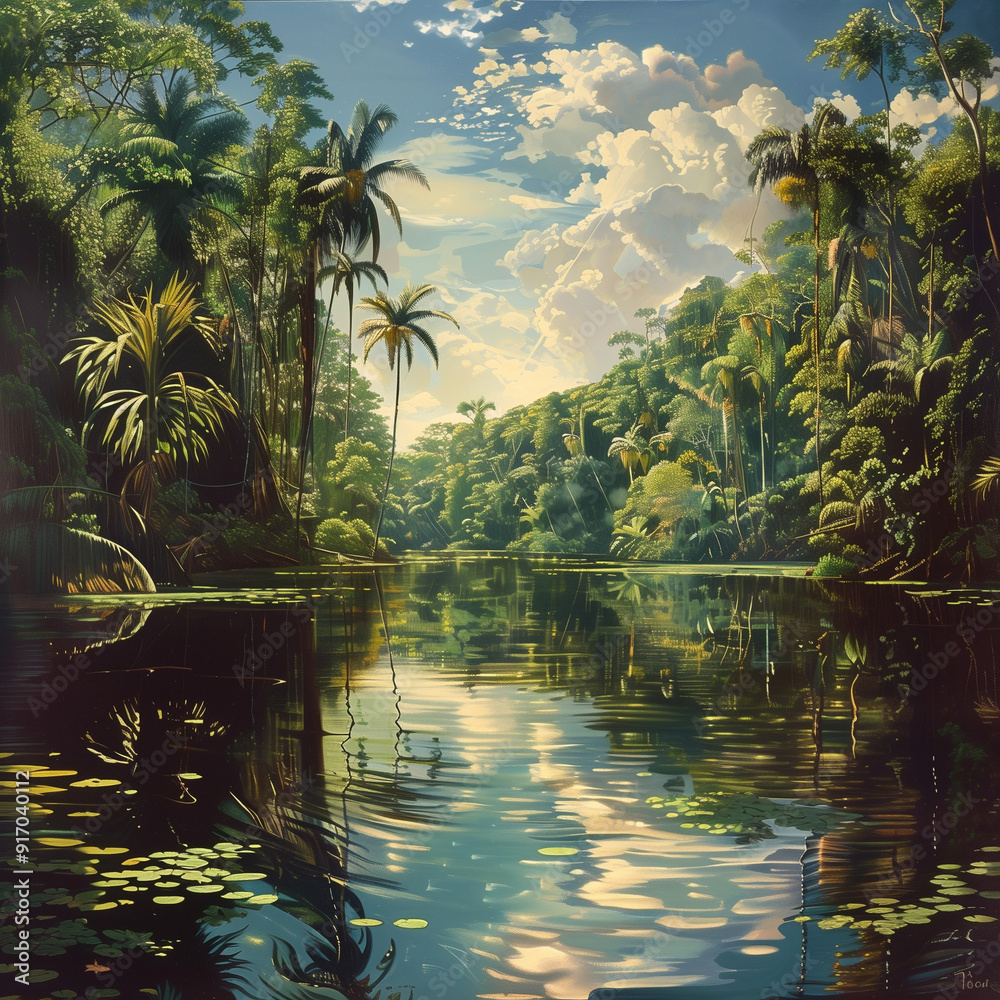 tropical jungle with palm trees tropical jungle with palm trees